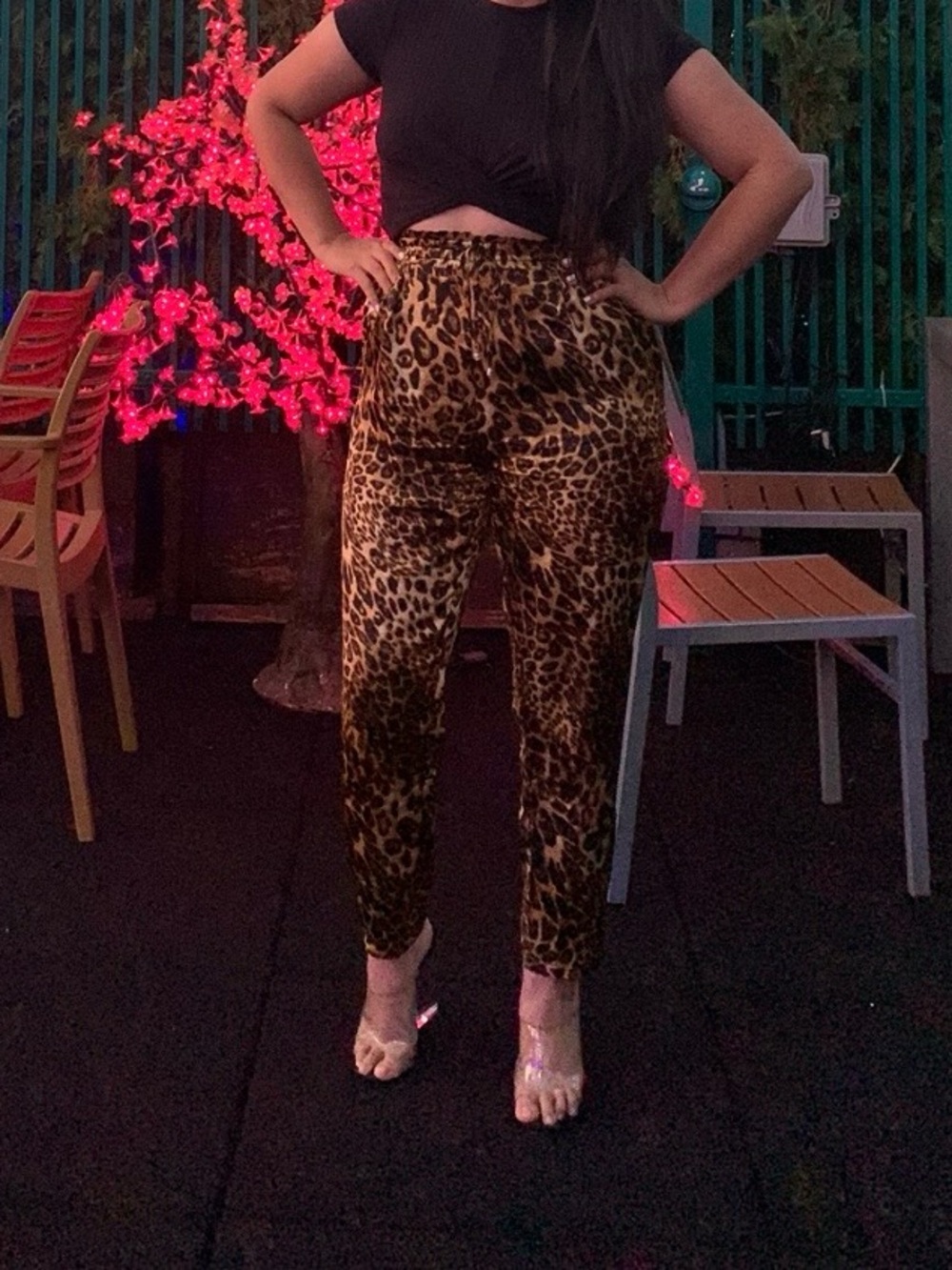 Fashion Nova Leopard Print High-Waist Cropped Pants - Brown/Black
